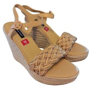 Nine West Women Hosana Espadrille Wedge Ankle Strap Sandals Size US 10M Natural